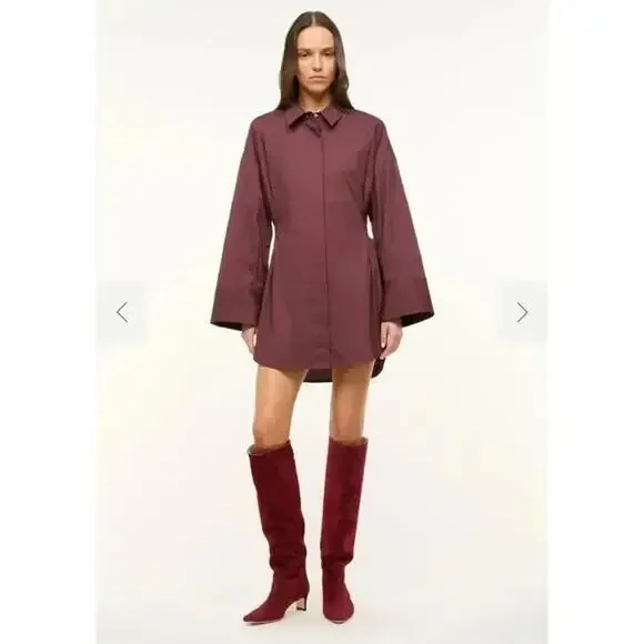 NEW, STAUD CINDY DRESS MERLOT in Merlot SIZE M #MD1427 - Picture 4 of 10